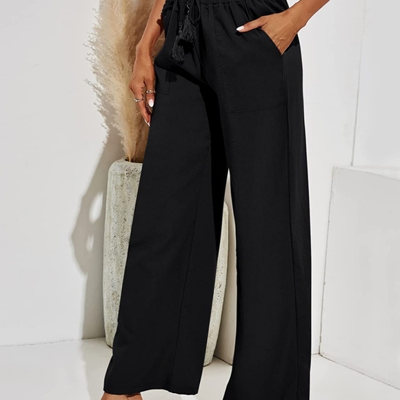 Rapbin Women's Cotton Linen Pants Loose Elastic Waist Beach Trousers Size Large - Picture 3 of 4